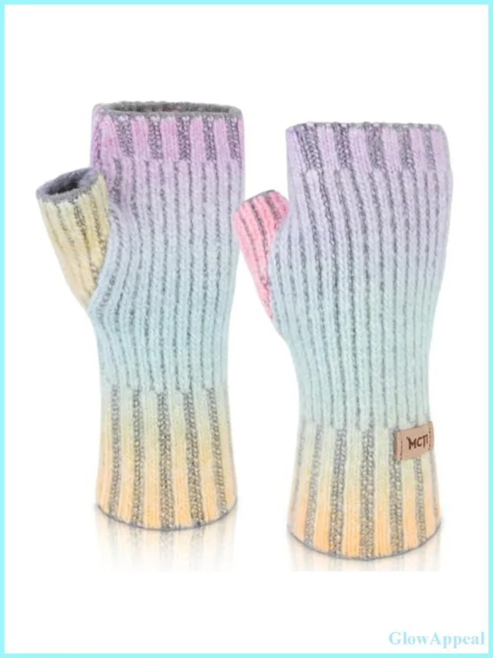 Warm Knitted Fingerless Gloves with Long Wrist Cuff, Acrylic Blend, Winter